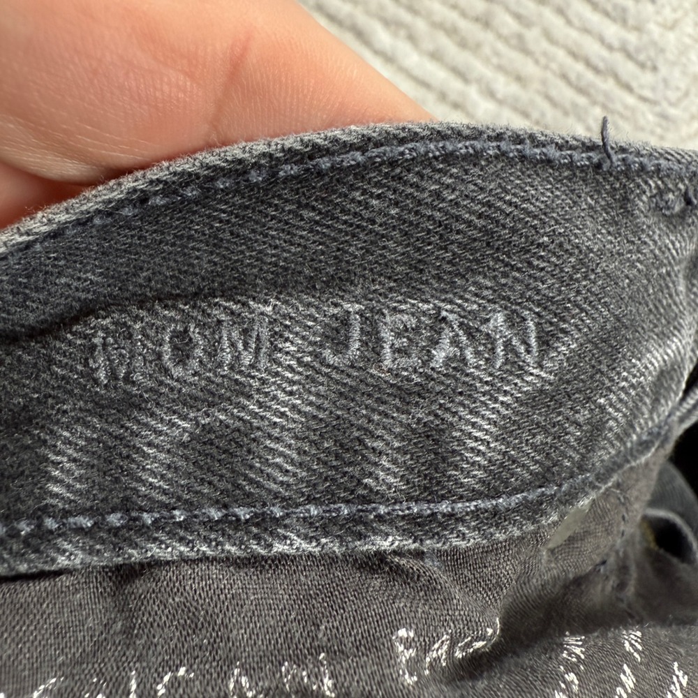 American Eagle Mom Jeans Women 2 X-Short Black Distressed High Rise Ripped Denim - Picture 4 of 15